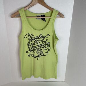 Harley Davidson Women’s Tank Top, 1W, Light Green, Graphic, VTG USA